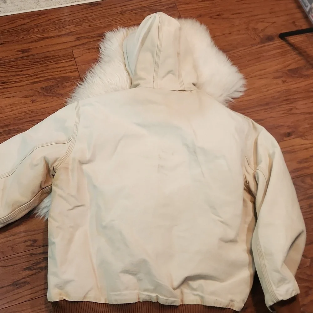 Vintage Faded Brown Hooded Carhartt Zip Front Chore Jacket - Picture 6 of 10